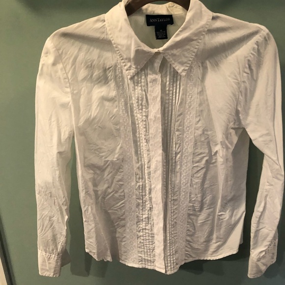 Crisp White Lace Tuxedo button-up - Picture 1 of 5